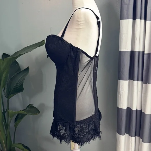 Baci Black Lace Corset Bustier 1X/2X Plus Size Lingerie - Picture 3 of 8